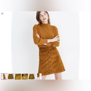 MADEWELL A-Line Corduroy Skirt, size 8, Mustard Yellow/Brown Like New